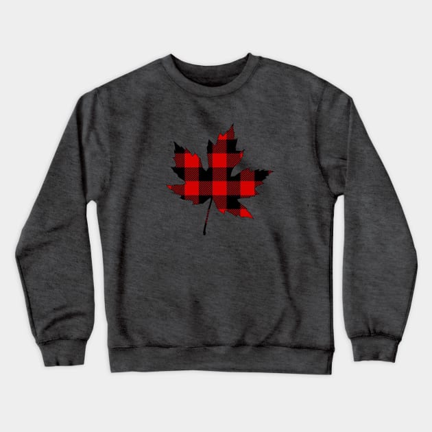 Red Plaid Maple Leaf Crewneck Sweatshirt by ACGraphics